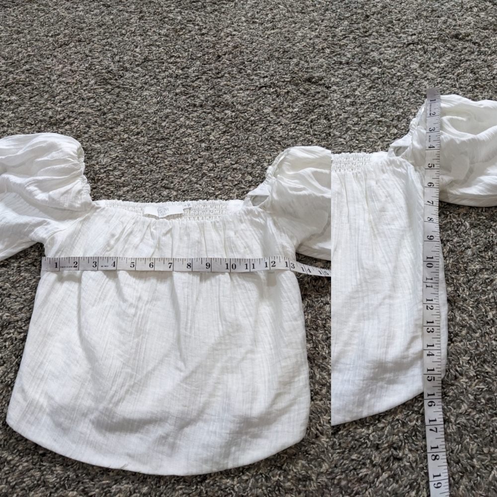 NWT ASTR white 2/3 sleeve cropped square neck top S - Picture 8 of 8